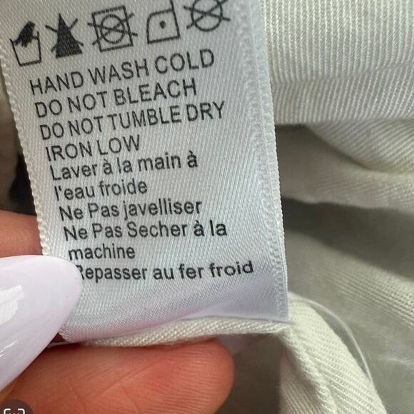 LUCCA Linen Navy Striped Ruffle Shoulder Sleeveless Top Resortwear Minimalist M - Picture 9 of 9